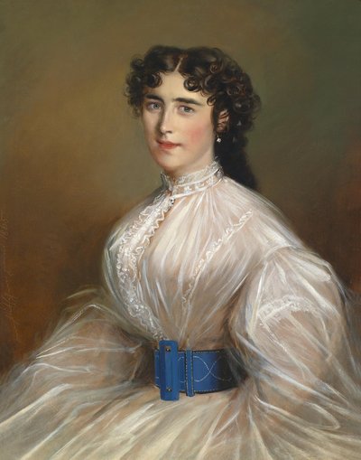 Portrait of a Lady in a White Dress by Jakob Franz Nitschner